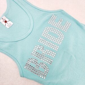 🚨LAST CALL🚨 Bride Rhinestone Teal Tank Top Women's Medium Wedding Bride